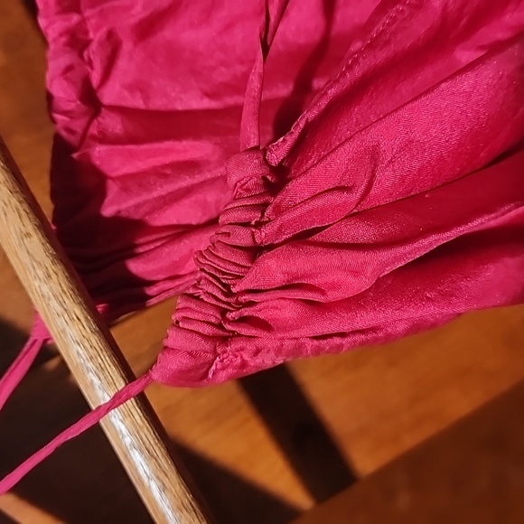 Deep rose/ruby strappy adjustable silk slip blouse - Picture 4 of 8